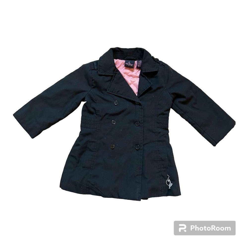 Baby Phat Girlz 3t Black Pea Coat Pnk Lining